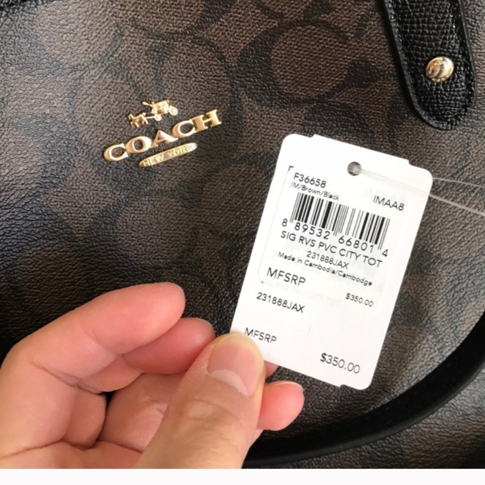 🌷coach reversible tote&pouch/shoulder bag/large - Picture 4 of 8